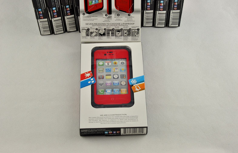 Red Shock Proof Waterproof Cell Phone Case Protective For Iphone 4