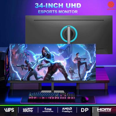 Custom Logo 34 Inches Flat Ultrawide Monitor 144Hz 165Hz 180Hz For Work And Gaming