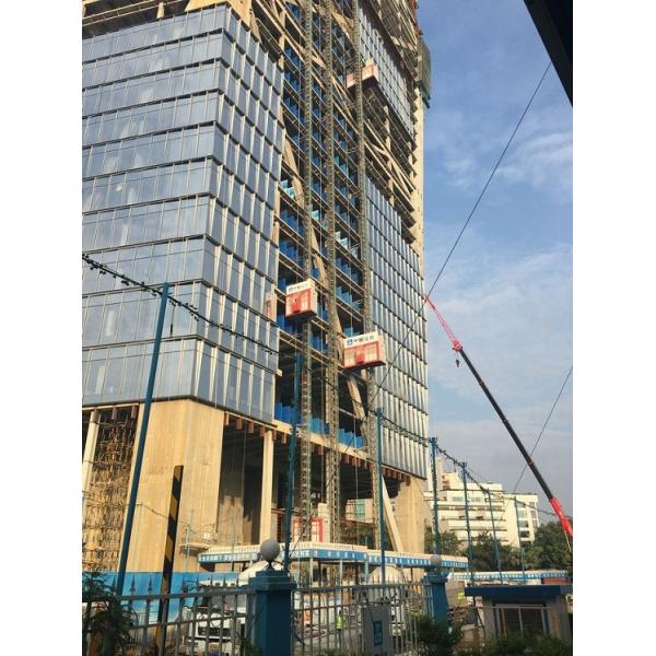 Hot Galvanized 0-46m/Min Rack And Pinion Construction Hoist For Passenger color customized