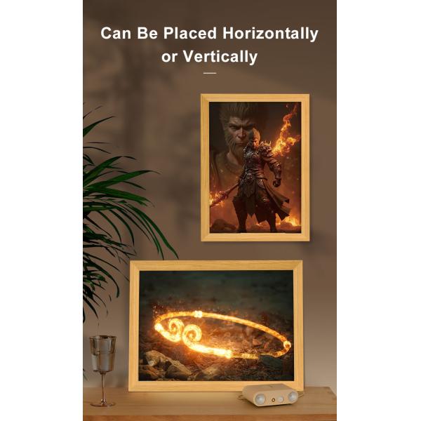 Black Myth Monkey King Light Wooden Frame Night Light for Fashionable Bedroom Decor