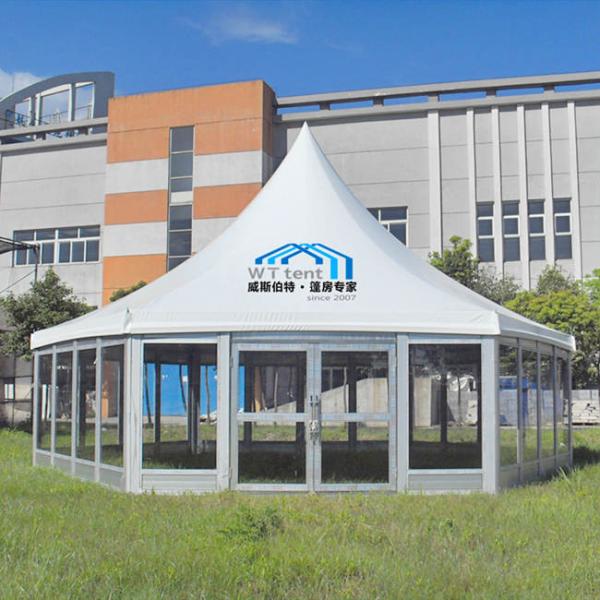 Glass Wall Multi Sided Tent , Six Sides White Hexagonal Marquee