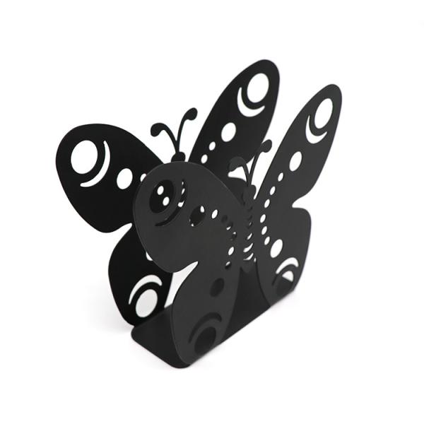 Eco Friendly Black Metal Napkin Holder Creative Design For Coffee Shops / Office
