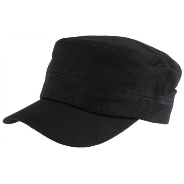 Distressed Metal Eyelets Flat Top Army Cap With Leather Buckle 52cm - 60cm