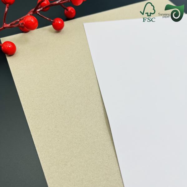 1mm 820g White Cardboard FSC With Grey Middle Layer 2 Layer Laminated Carton Board 31 43
