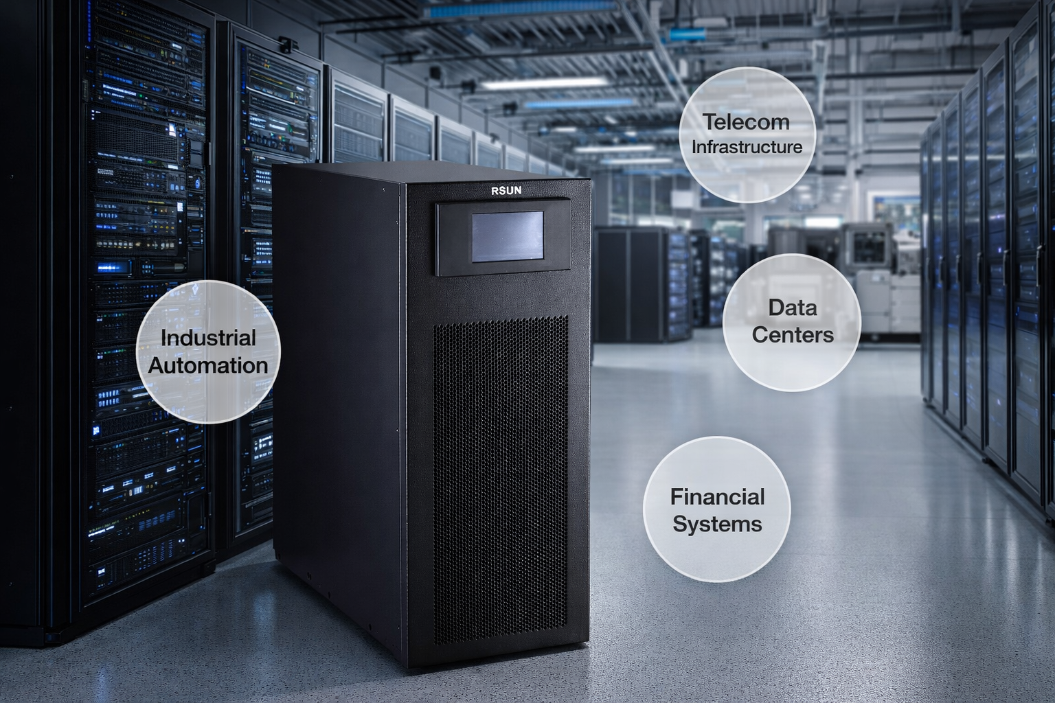 30kVA Three Phase Online UPS for Industrial & Data Center Applications High-Frequency DSP Control