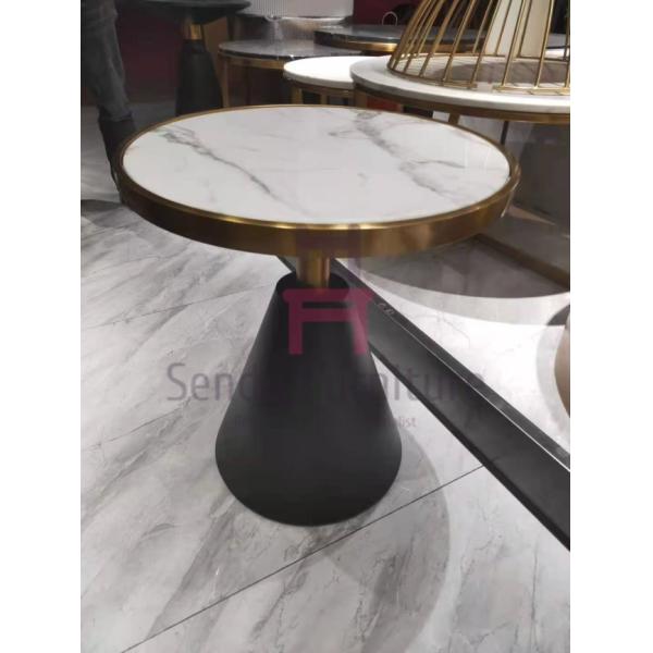 Round Marble Stainless Steel 0.25cbm Seam Low Table