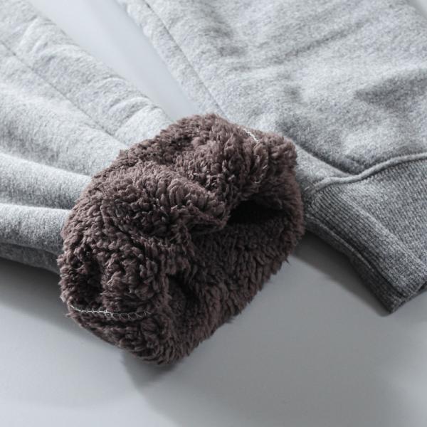 100% Cotton Embroidery Men's Fleece Lined Joggers Padded Warm Pants Trousers for Mid Waist
