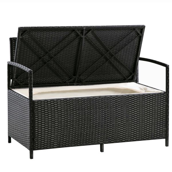 Garden Furniture Bistro Set Wicker Chair Hot Sale Iron Outdoor Rattan Seat Storage Function Chair Loveseat Storage