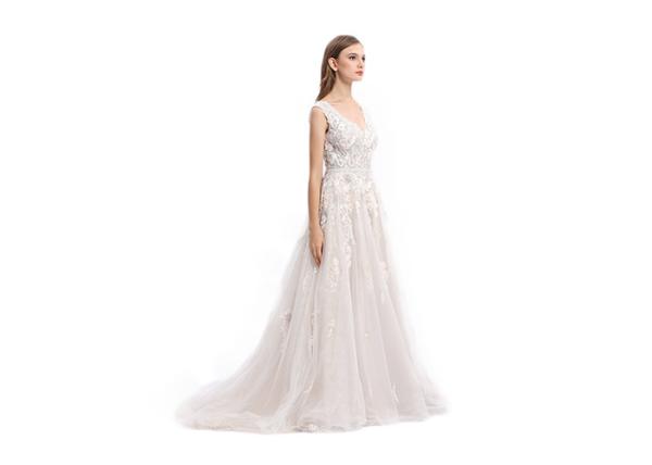 Front And Back V Neck Floral Ball Gown Wedding Dresses High End Custom Bridesmaid Dress