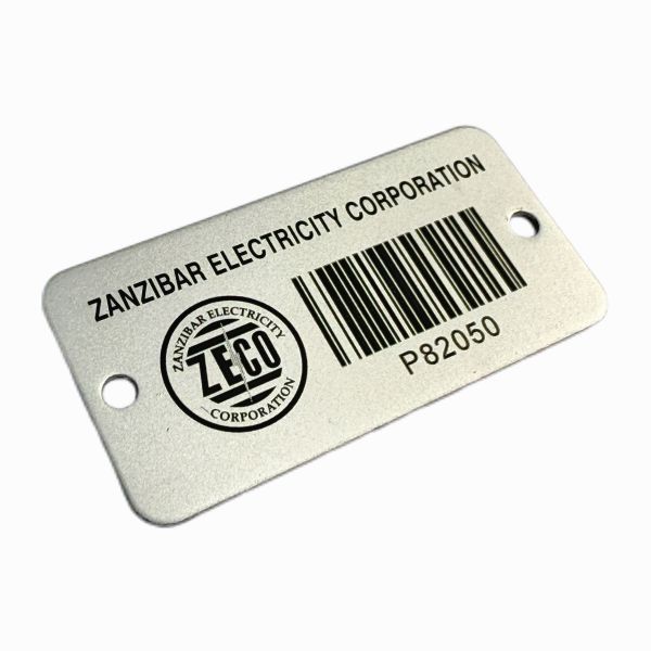 Custom Aluminum Barcode Tags  Laser Engraved Industrial Asset ID Labels