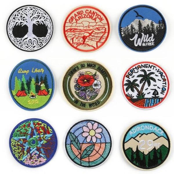 Clothing Decoration Round Embroidery Patch Wild Flower Camp Painting