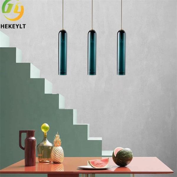 D10cm Modern Glass Pendant Light Blue For Hotel Bedside Anti Scratch