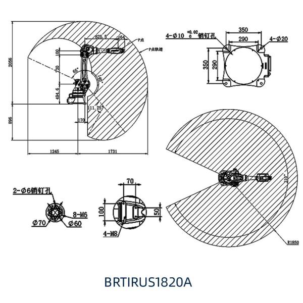 Six Axis Grinding Robot 1850mm Arm Length BRTIRUS1820A