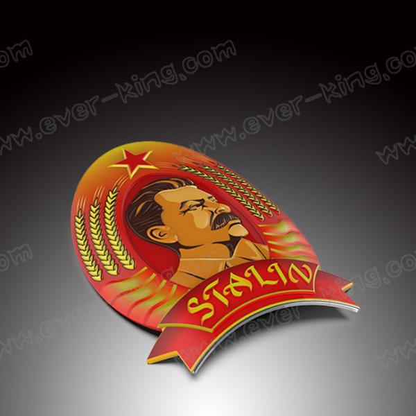Custom Stalin Head Logo 3D Metal Aluminum Sticker Label Professional