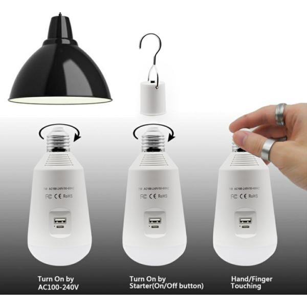 Ampoule rechargeable de la batterie au lithium 7W 6000k SMD2835 LED