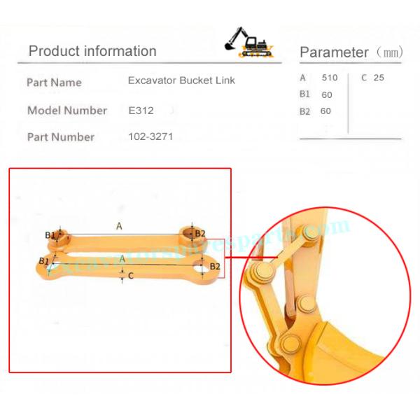 OEM 102-3271 частей ведра гусеницы шарнира ковшевой цепи E12 экскаватора