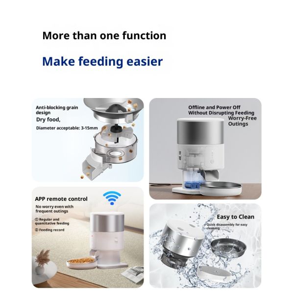 Eco-Friendly Intelligent Dog Cat Food Feeder Charge Automatic Timing Quantitative Portion Control BPA-Free Stainless Bowls Solid