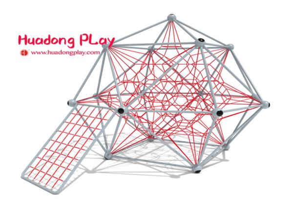 Multi Rope Climbing Playground Equipment Outdoor With Big Stainless Steel Slide