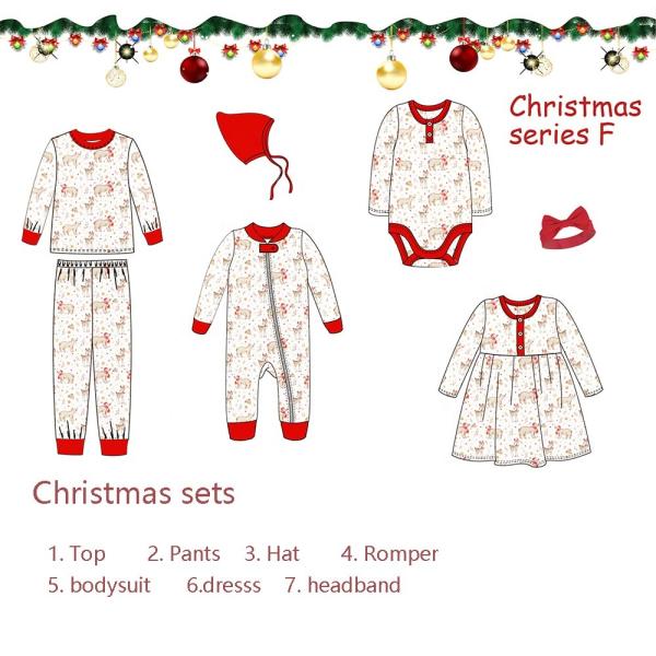 Christmas baby cotton printing dress outfits infant ruffle tops kids clothes sets girls clothing set