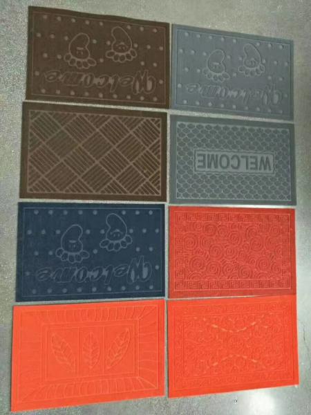 Polyester Embossed Flat Door Mat , Personalized Door Mats PVC Backing