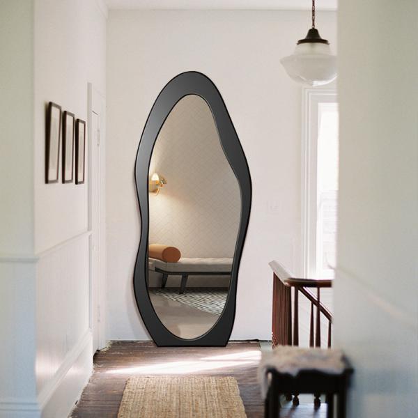 60x160cm Wooden Frame Freestanding Floor Mirror Black White