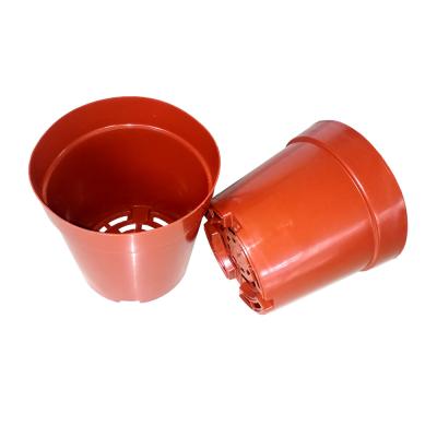 Red Hard PE Coated Round 1 Gallon Nursery Pots With Plastic Tray