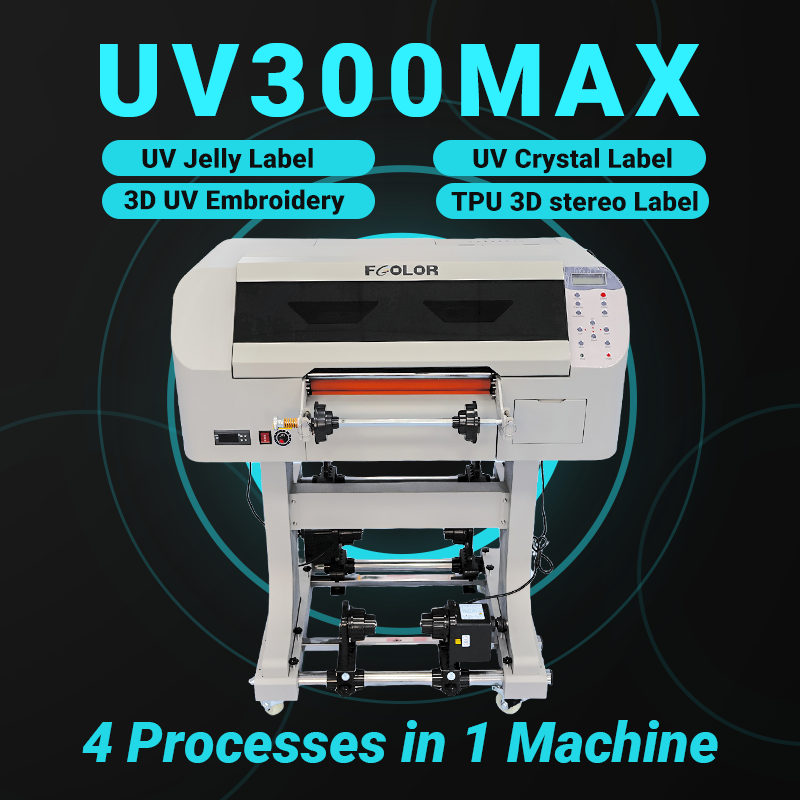 ZYJJ UV300-PRO 30cm UV DTF Crystal Label Printer — DX7 Printhead, Auto Peeling & Laminating, Roll-to-Roll