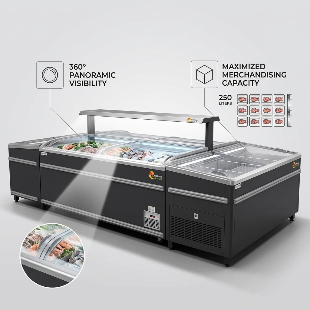 Practical Hot Sale Supermarket Combination Island Display Fridge Refrigerator Showcase Deep Chest Freezers