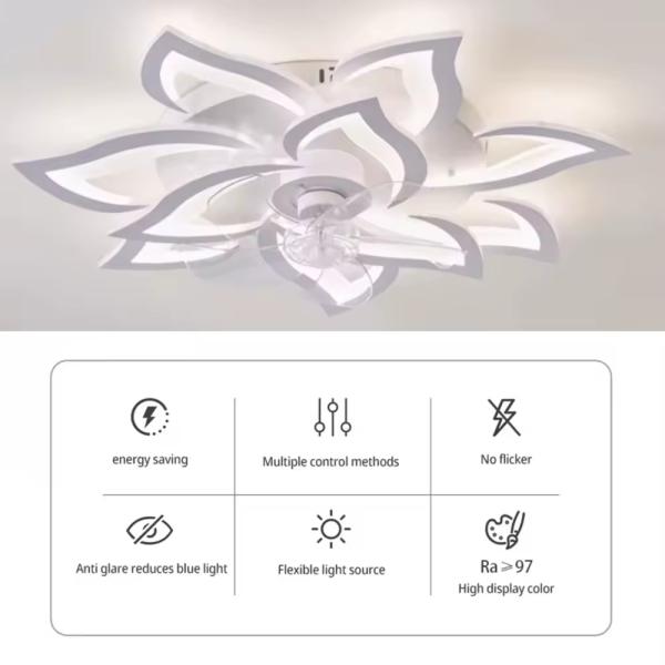 Éclairage intelligent, luminaires intérieurs modernes montés sur la surface des fleurs Cuisine Chambre à coucher Salle de séjour Lampes de ventilateur LED