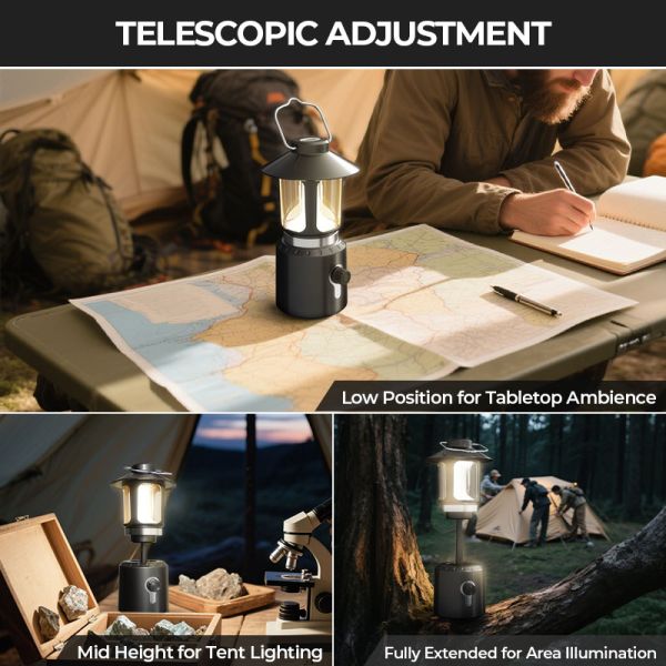 LED Light Source JSK L22 Vintage 8000mAh Camping Lantern Dual Mode 2000K 6500K Telescopic Design Garden Application