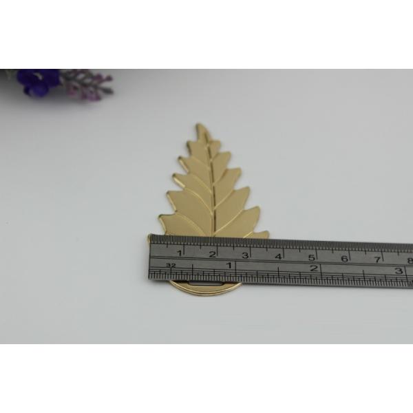OEM zinc alloy light gold & gunmetal leaf pattern metal logo label tags for handbag/shoes accessories