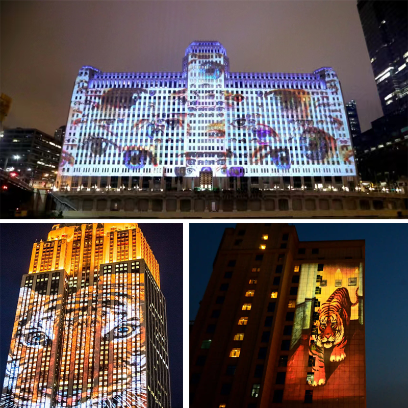 Outdoor 600W 1000w LED Logo Gobo Projection Light Zoom Custom Christmas Gobo Projector