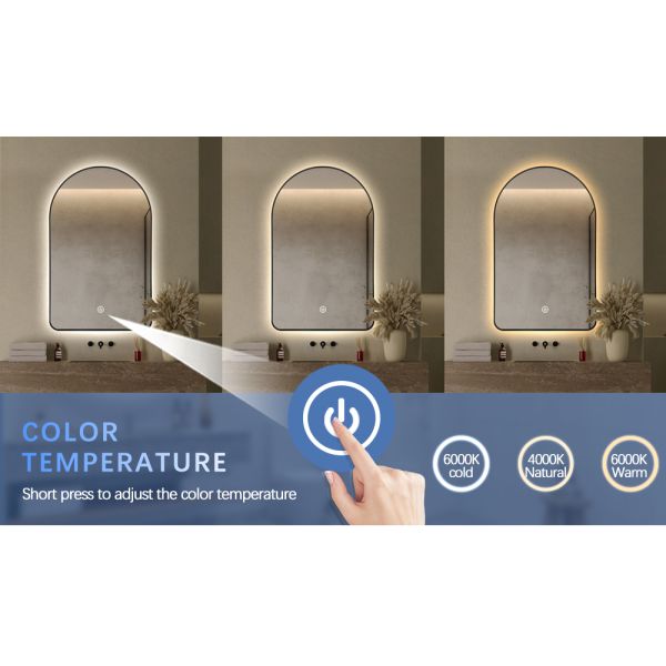 Aluminum Alloy LED Framed Mirror Anti Fog IP44 Waterproof For Bathroom Hotel Project