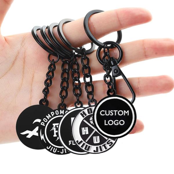 Customized Key Rings Souvenirs Car Company Logo Key Chain Zinc Alloy Black White Keychain
