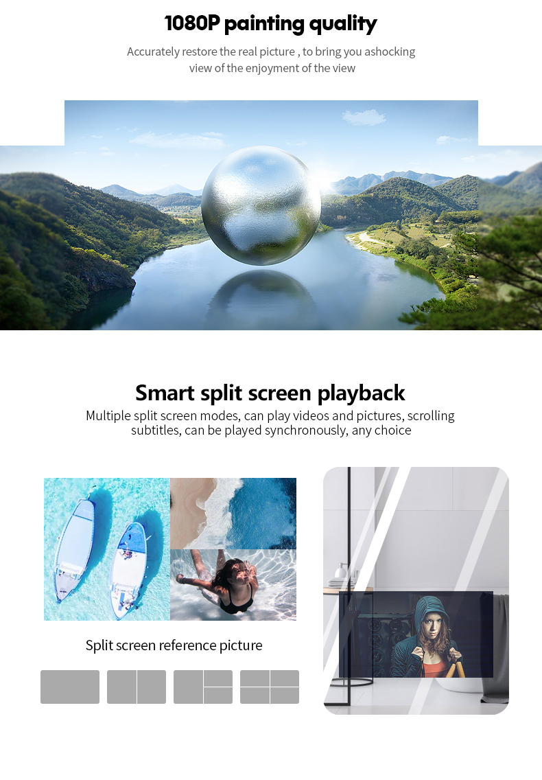 Экран зеркала Bathroom воспроизведения 1080x1920P петли WiFi