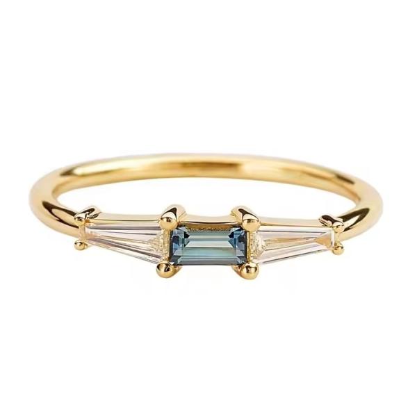 Novos Chegados Três Anéis de Pedra CZ Branco CZ E Tanzanita Real S925 Prata Belas Joias 14K 18K Revestido de Ouro Para Mulheres