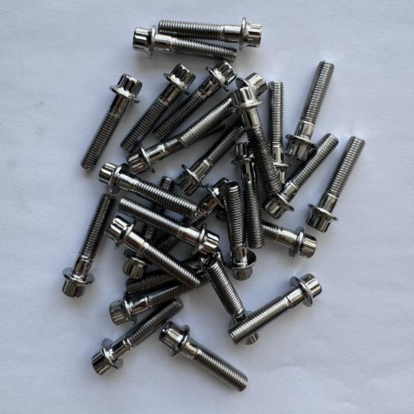 Indústria de geração de energia Titânio parafuso M8 x 1,25 x 32mm 12 ponto flange com DIN padrão e acabamento prateado