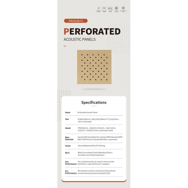 Decorative Natural Veneer Perforated Acoustic Wood Panels with E1 Grade Rating