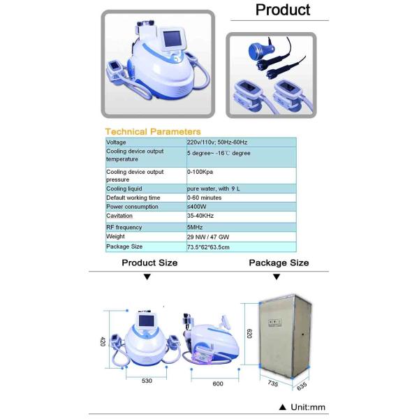 Portable 5 in 1 Criolipolisis Cooling Therapy Fat Freezing Slim RF Cavitation Machine
