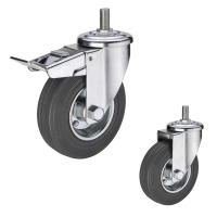 8 polegadas Grey Locking Rubber Casters M16 rosquearam a venda por atacado industrial dos rodízios de borracha da haste