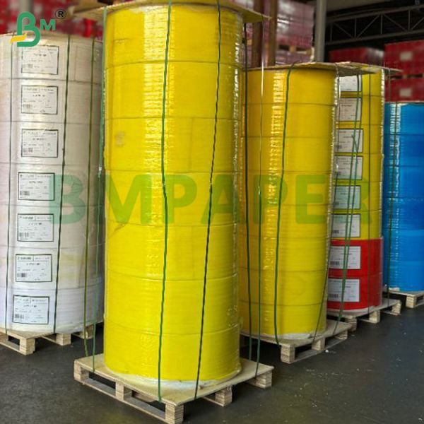 57gsm 60gsm NCR Carbonless Paper Rolls 12inch Rolls, CB White CFB Blue CF Canario