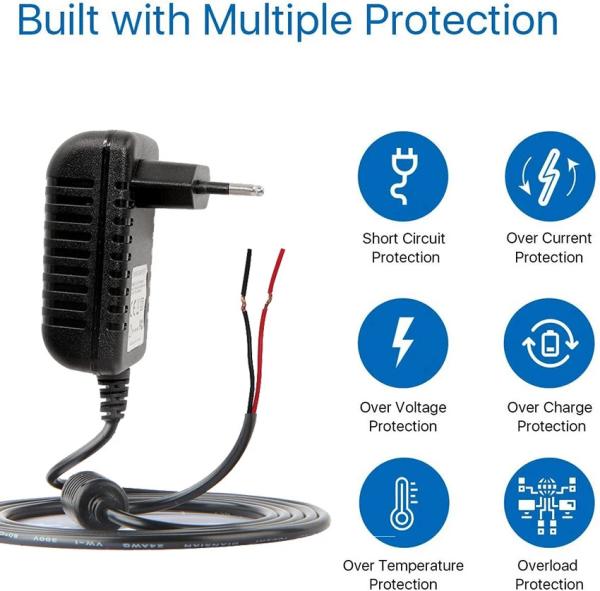 Adaptador de energia DC 12V 2A com plugue 5,5x2,1mm