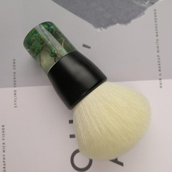 Одиночный порошок волос коз ручки прозрачной пластмассы щетки макияжа Kabuki