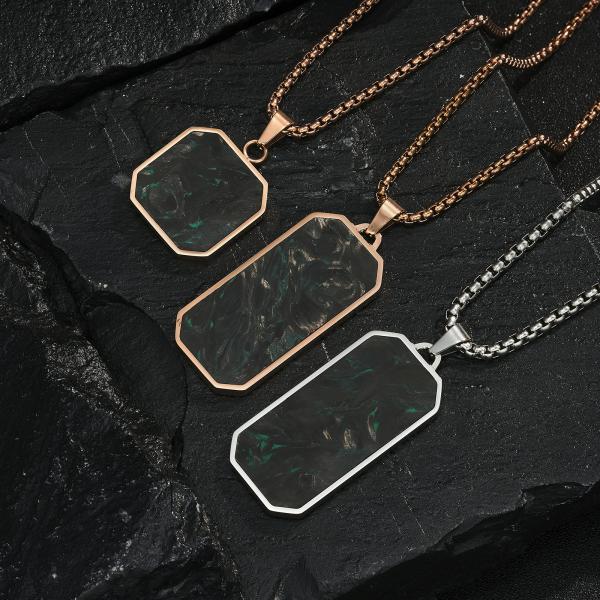 Collar de barras cuadradas de fibra de carbono forjado colgante impermeable Hipoalergénico Joyería geométrica