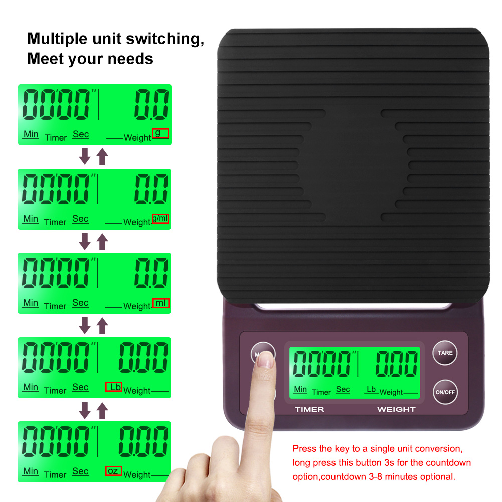 Кофе LCD нагрузки 6.6LBS 3kg масштаб электронного веся