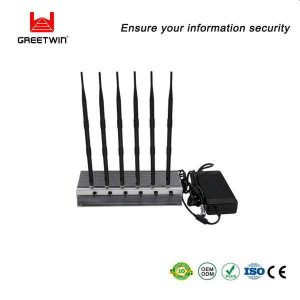 Mobile Phone 2G 3G 4G Wifi Jammer 6 Bands 38W Adjustable Output Power Signal Blocker
