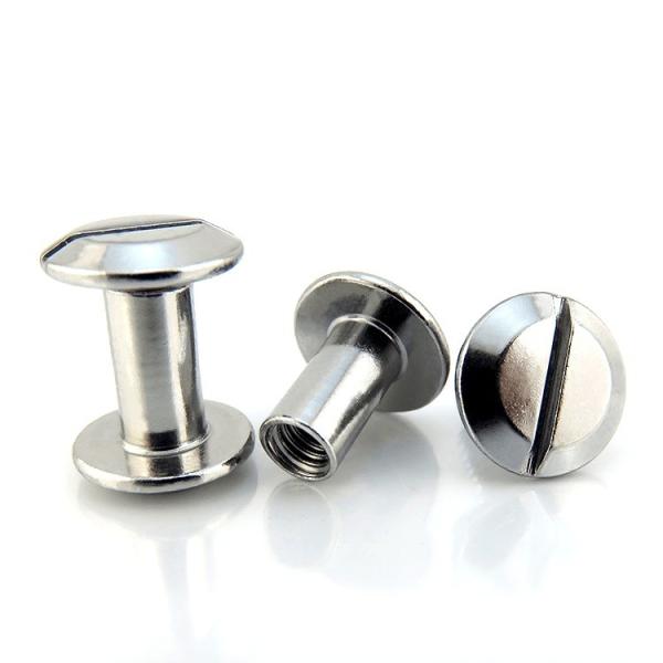 Parafusos personalizados com ranhuras de cor prateada masculino feminino cabeça plana para conexão de cinto