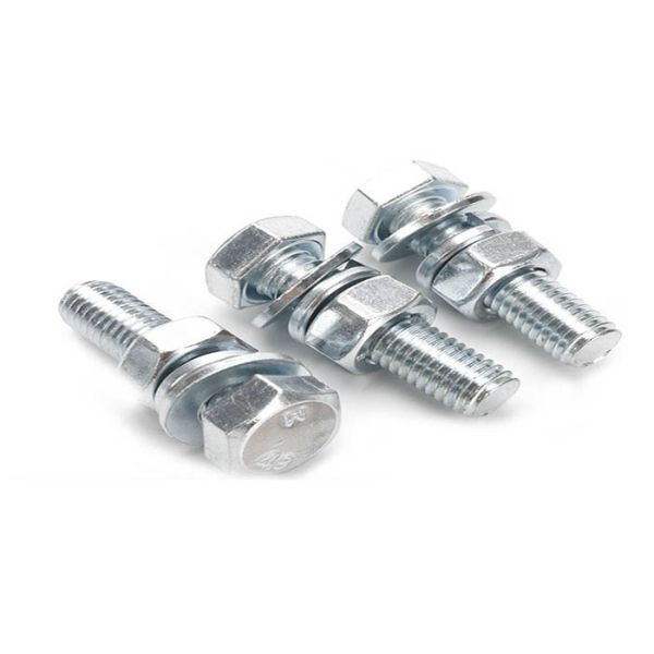 M12 Iron Gr4.8 Gr8.8 Galvanized Hex Hexagon Head Metal Screw Assembled With Washer Nut  