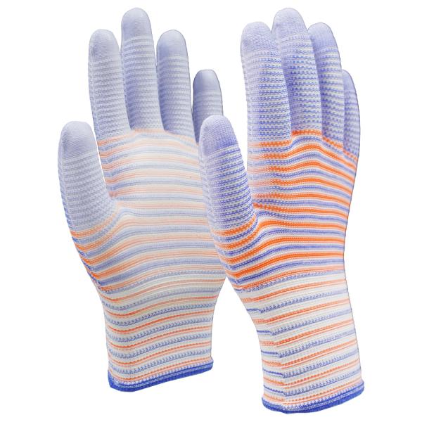 13 Gauge Polyester PU Palm Coated Gloves with Zebra Design