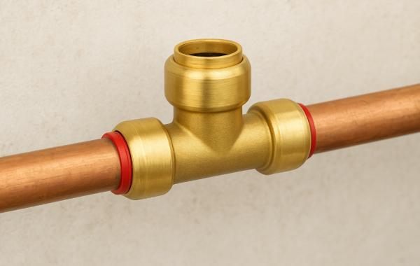 Brass Push Fit Equal Tee 1/2 Inch Quick Release Plumbing Connector